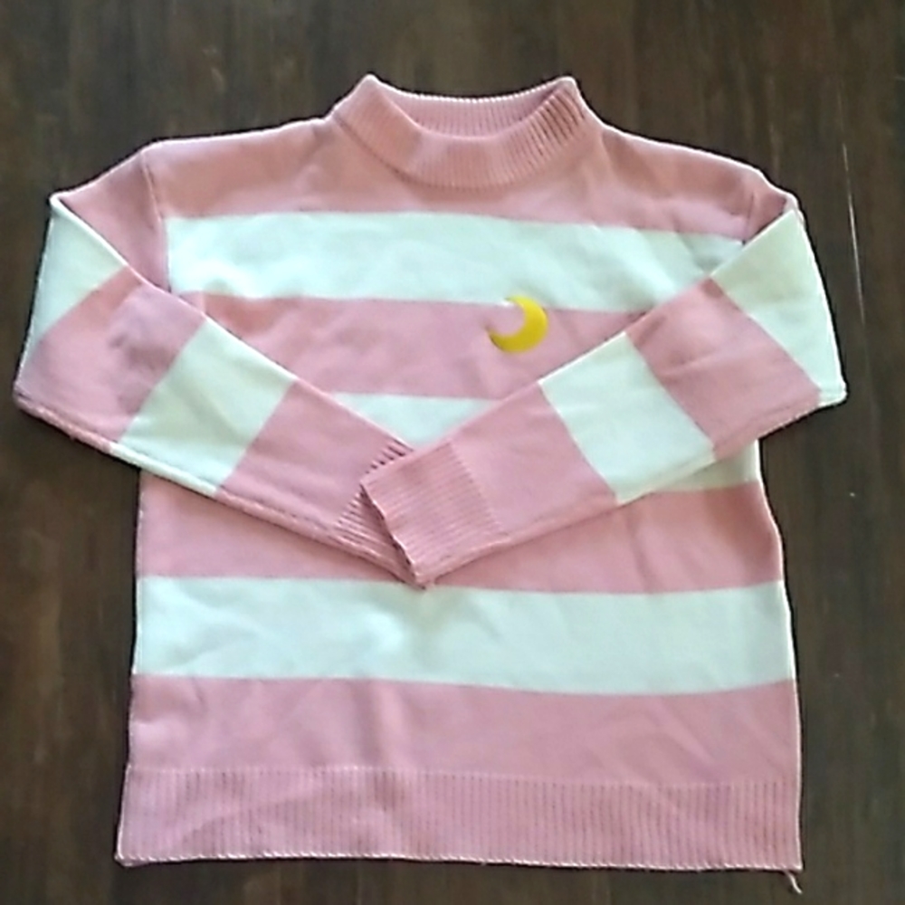 Woman's Kawaii Striped Pullover Sweater.